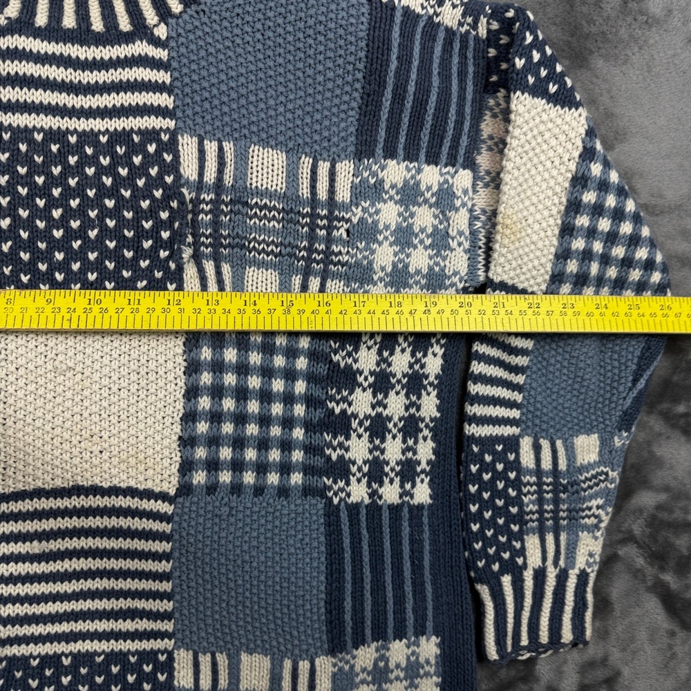 Paul Harris Design Patchwork Sweater Womens Small Blue Hand Knitted Cottagecore - Picture 4 of 8